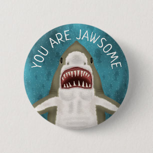 Great White Shark Funny Jawsome Pun Spaß Custom Button