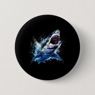 Great White Shark Scuby Diving Fishing Hai Lover Button