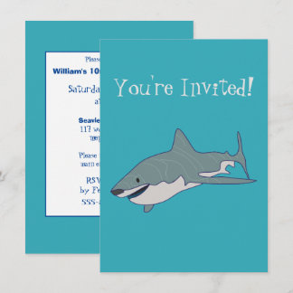 Great White Shark Swimming Illustration Geburtstag Einladung