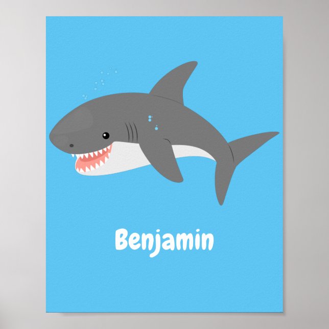 Great white shire Happy Cartoon Illustration Poster (Vorne)