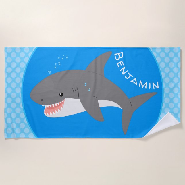 Great white shire Happy Cartoon Illustration Strandtuch (Vorderseite)