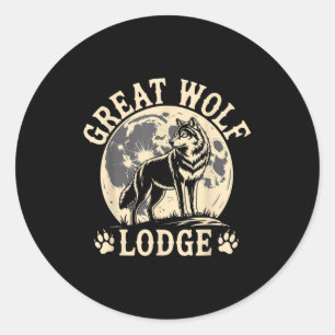 Great Wolf Lodge Heulender Wolf Vollmond Natur Sze Runder Aufkleber