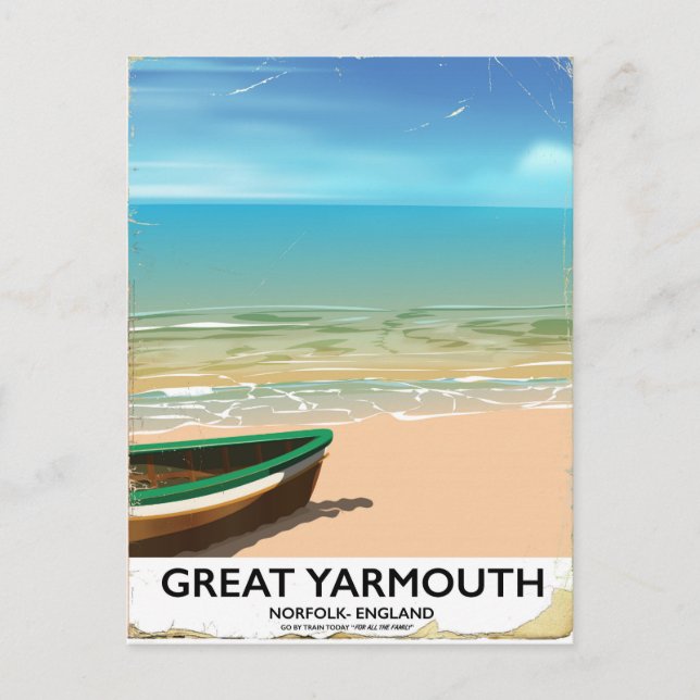 Great Yarmouth, Norfolk, Reiseplakat am Meer Postkarte (Vorderseite)