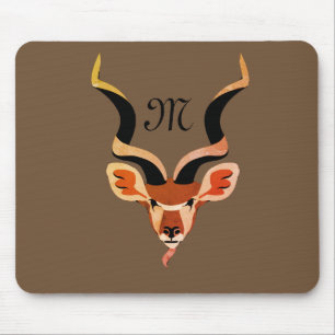 Greater Kudu Antelope Monogram Mousepad