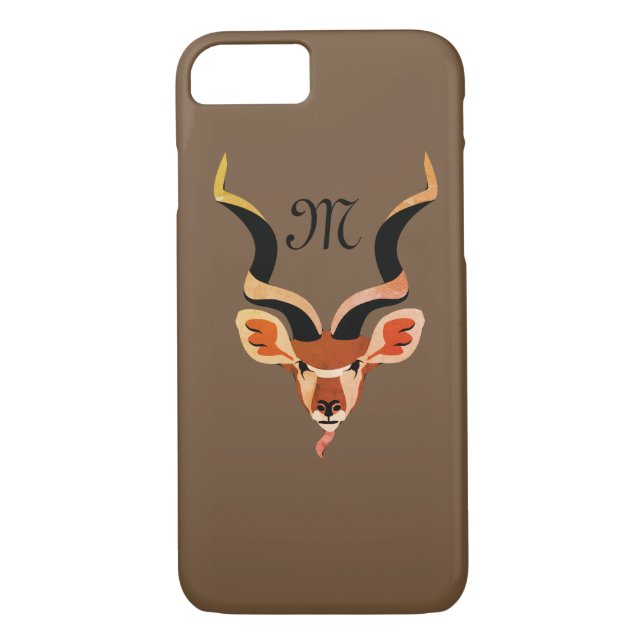 Greater Kudu Head Illustriert Monogram Case-Mate iPhone Hülle (Rückseite)