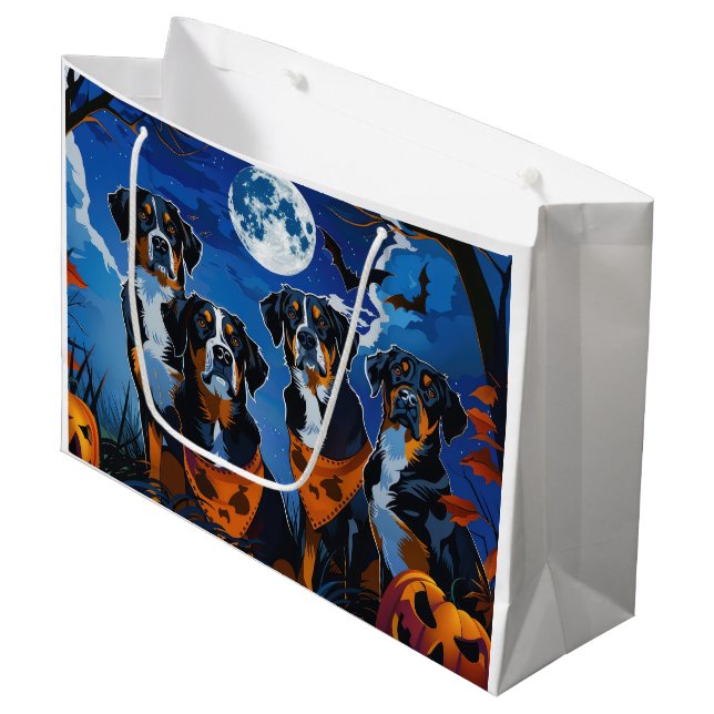 Greater Swiss Halloween Spooky Große Geschenktüte (Vorderseite Schrägansicht)