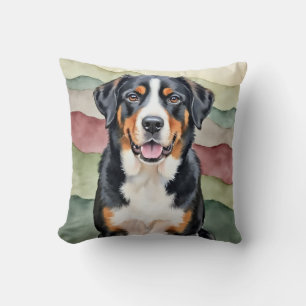 Greater Swiss Mountain Dog Aquarell Alpenstreifen Kissen