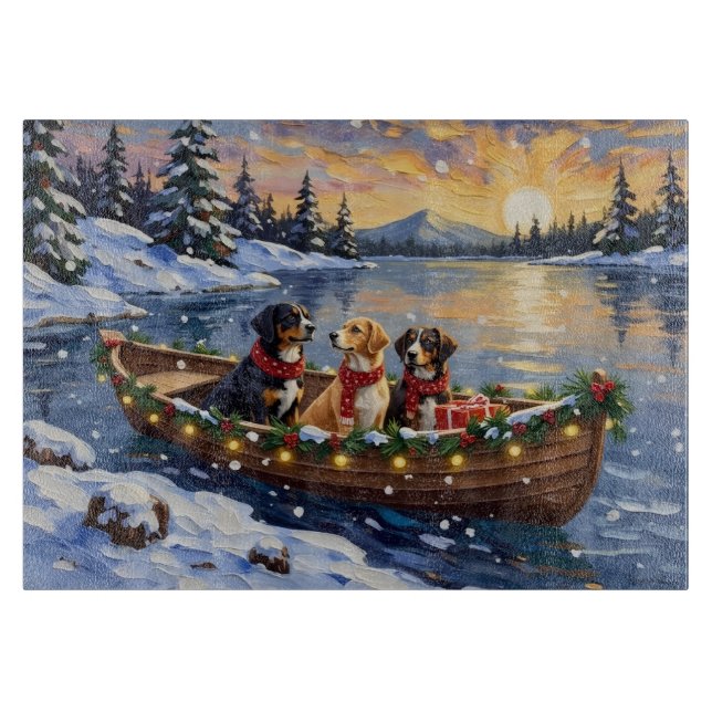 Greater Swiss Mountain Dog Christmas Boat Holiday Schneidebrett (Vorderseite)