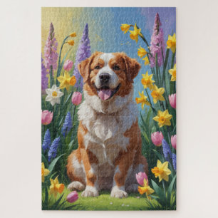 Greater Swiss Mountain Dog Frühlingsblumen Malerei