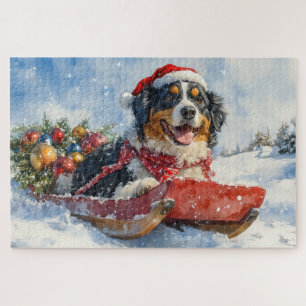 Greater Swiss Mountain Dog im Schlitten Weihnachte