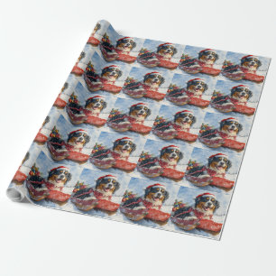 Greater Swiss Mountain Dog im Schlitten Weihnachte Geschenkpapier