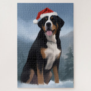 Greater Swiss Mountain Dog in Snow Christmas