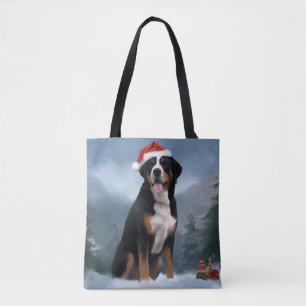 Greater Swiss Mountain Dog in Snow Christmas Tasche