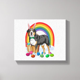 Greater Swiss Mountain Dog Ostereier Bunny Leinwanddruck
