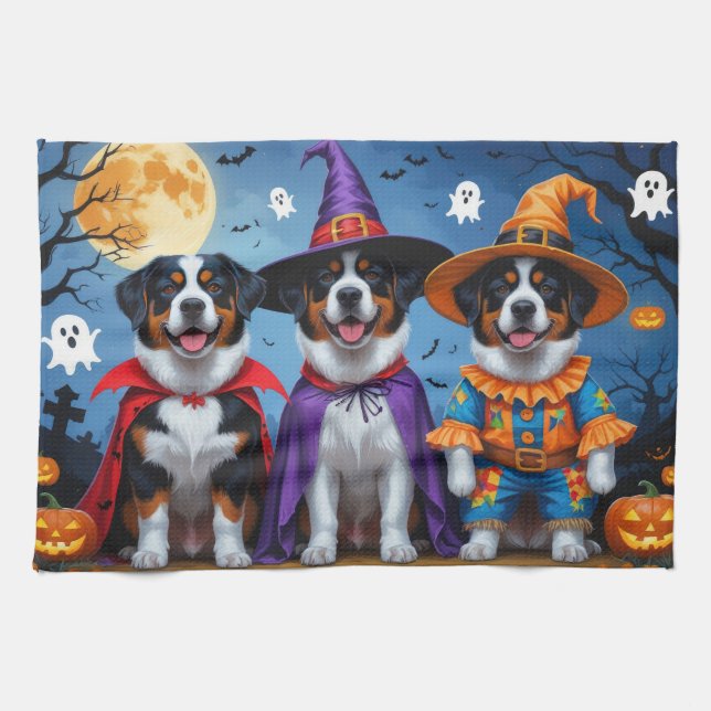 Greater Swiss Mountain Dog Pumpkin Halloween Funny Geschirrtuch (Horizontal)