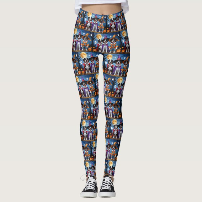 Greater Swiss Mountain Dog Pumpkin Halloween Funny Leggings (Vorderseite)