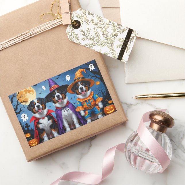 Greater Swiss Mountain Dog Pumpkin Halloween Funny Rechteckiger Aufkleber (Schenken)