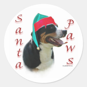 Greater Swiss Mountain Dog Santa Paws Runder Aufkleber