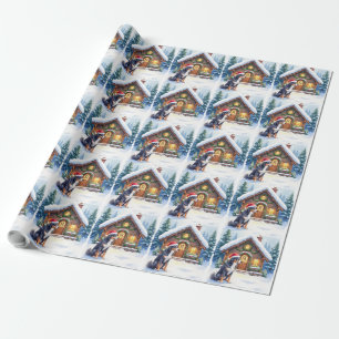 Greater Swiss Mountain Dog Schneehütte Santa Hut Geschenkpapier
