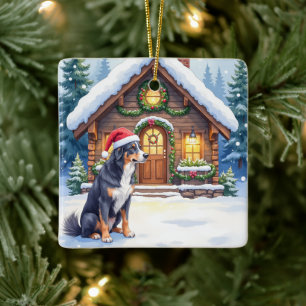 Greater Swiss Mountain Dog Schneehütte Santa Hut Keramikornament