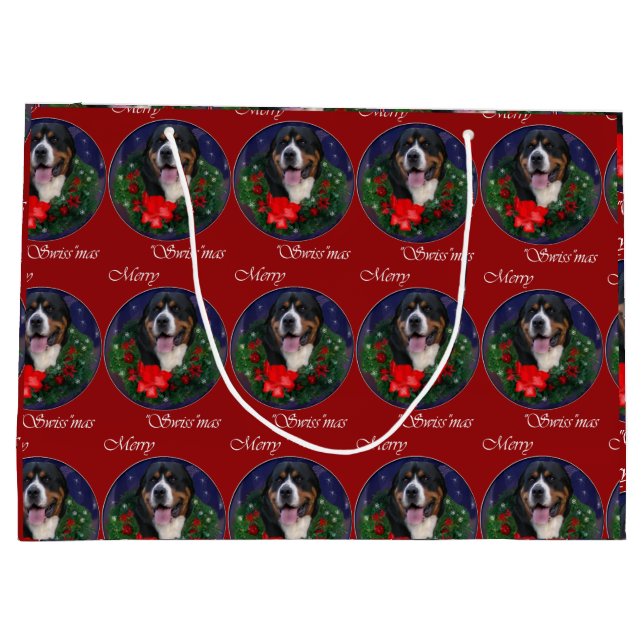 Greater Swiss Mountain Dog Weihnachten Große Geschenktüte (Rückseite)