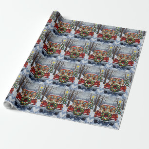 Greater Swiss Mountain Dog Weihnachten Roter LKW Geschenkpapier