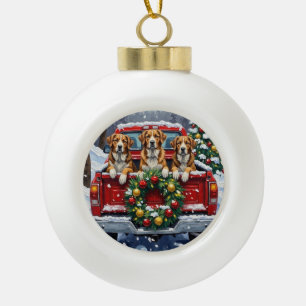 Greater Swiss Mountain Dog Weihnachten Roter LKW Keramik Kugel-Ornament