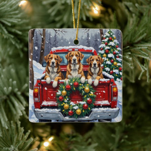 Greater Swiss Mountain Dog Weihnachten Roter LKW Keramikornament