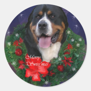 Greater Swiss Mountain Dog Weihnachtsgeschenke Runder Aufkleber