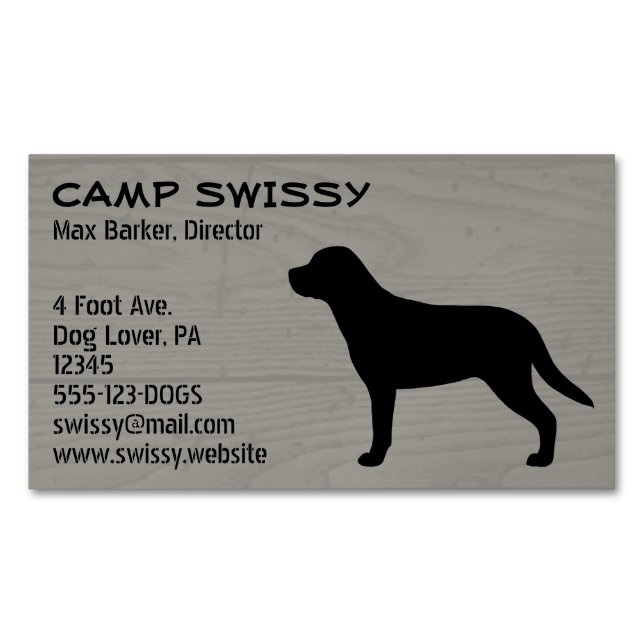 Greater Swiss Mountain Hund Silhouette Swissy Dog Magnetische Visitenkarte (Vorderseite)
