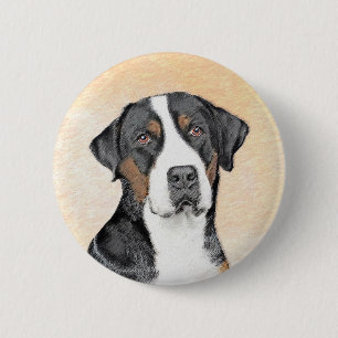 Greater Swiss Mountain Hunde Malerei - Originelle Button