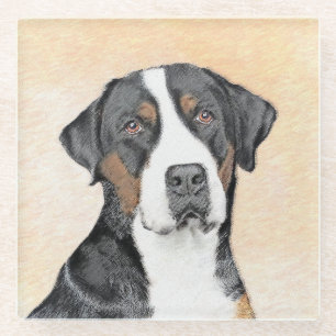 Greater Swiss Mountain Hunde Malerei - Originelle  Glasuntersetzer