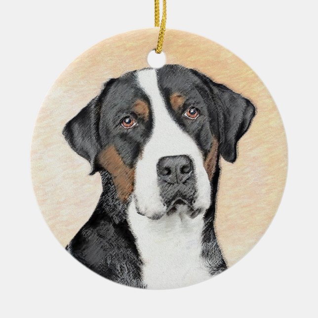 Greater Swiss Mountain Hunde Malerei - Originelle  Keramik Ornament (Vorne)