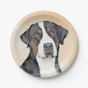 Greater Swiss Mountain Hunde Malerei - Originelle  Pappteller