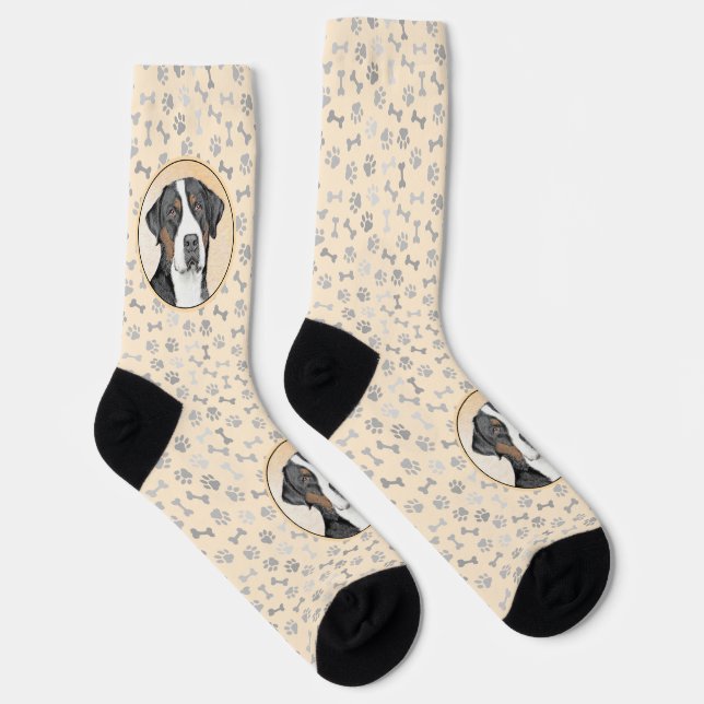 Greater Swiss Mountain Hunde Malerei - Originelle  Socken (Rechts)