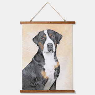 Greater Swiss Mountain Hunde Malerei - Originelle  Wandteppich Mit Holzrahmen