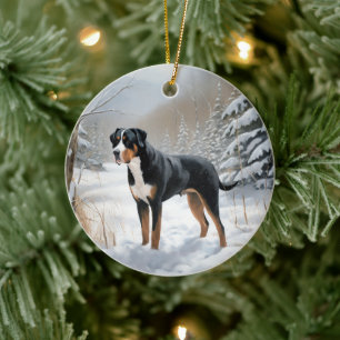 Greater Swiss Mountain Lass es schneien Weihnachte Keramik Ornament