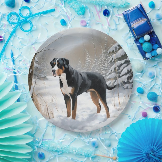 Greater Swiss Mountain Let It Snow Weihnachten Pappteller (Party)