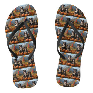 Greater Swiss Mountain Pup Herbstfreude Kürbis Flip Flops