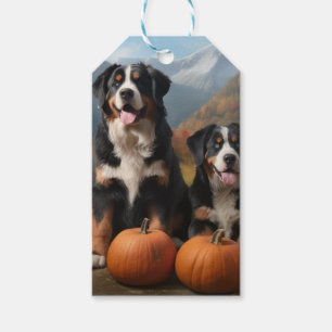Greater Swiss Mountain Pup Herbstfreude Kürbis Geschenkanhänger