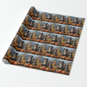 Greater Swiss Mountain Pup Herbstfreude Kürbis Geschenkpapier