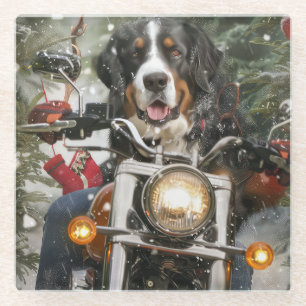 Greater Swiss Mountain Riding Motorrad Weihnachten Glasuntersetzer
