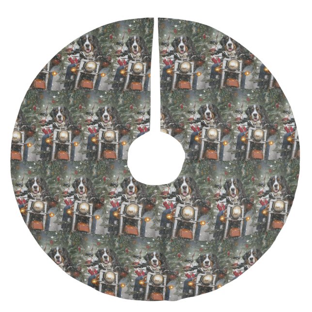 Greater Swiss Mountain Riding Motorrad Weihnachten Polyester Weihnachtsbaumdecke (Vorderseite)