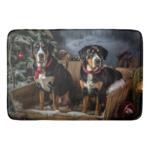 Greater Swiss Mountain Snowy Sleigh Weihnachten Badematte
