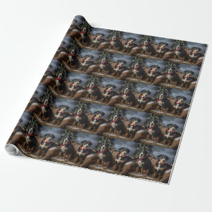 Greater Swiss Mountain Snowy Sleigh Weihnachten Geschenkpapier