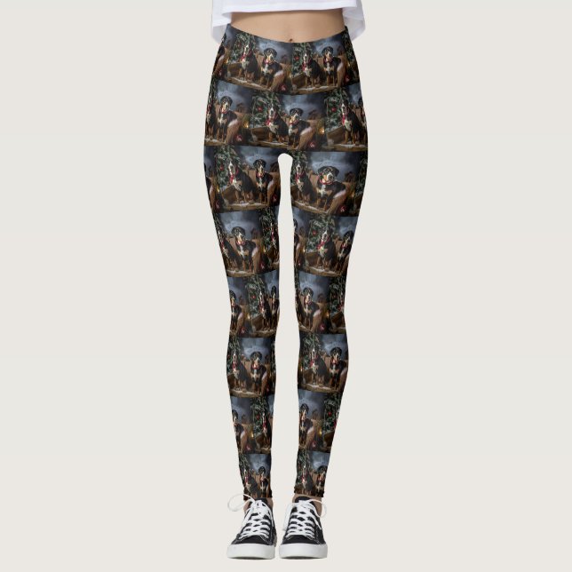 Greater Swiss Mountain Snowy Sleigh Weihnachten Leggings (Vorderseite)