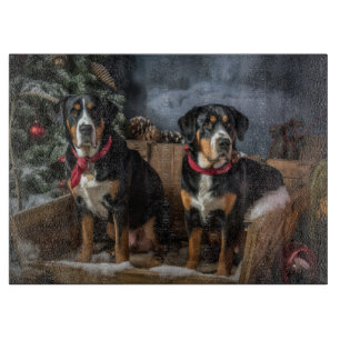 Greater Swiss Mountain Snowy Sleigh Weihnachten Schneidebrett