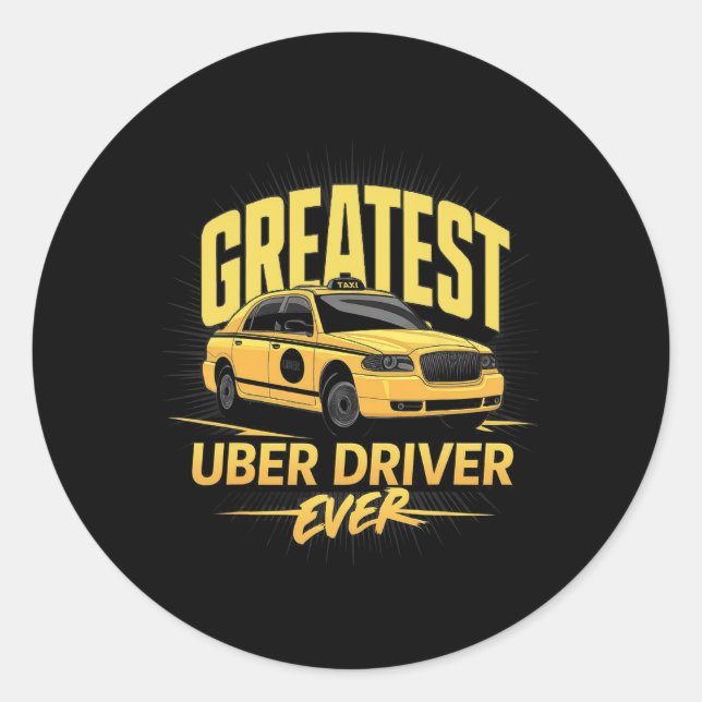 Greates Uber Driver Ever Vathers Day Runder Aufkleber (Vorderseite)