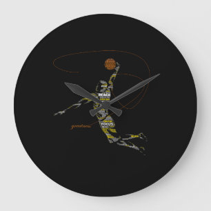 Greatness Basketball Typography Große Wanduhr