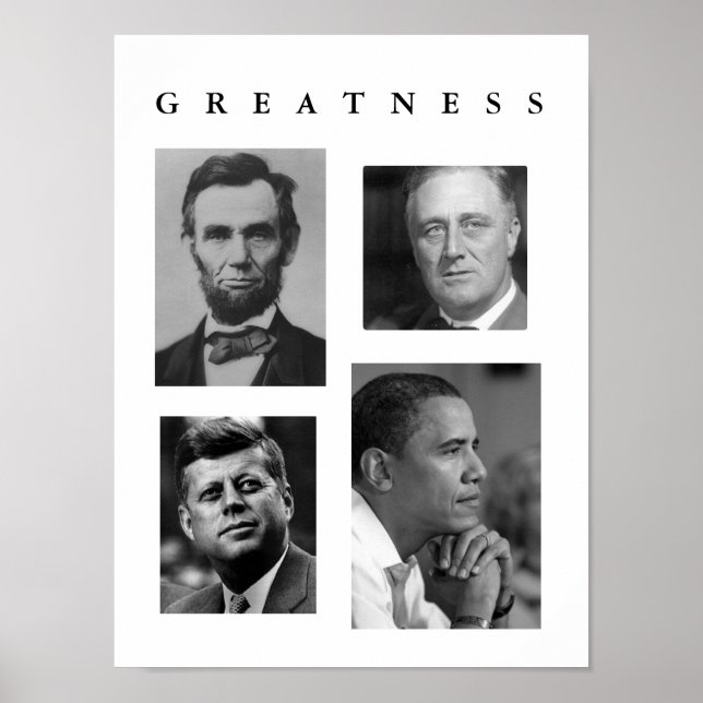 GREATNESS POSTER Lincoln, FDR, JFK, Obama (Devant)